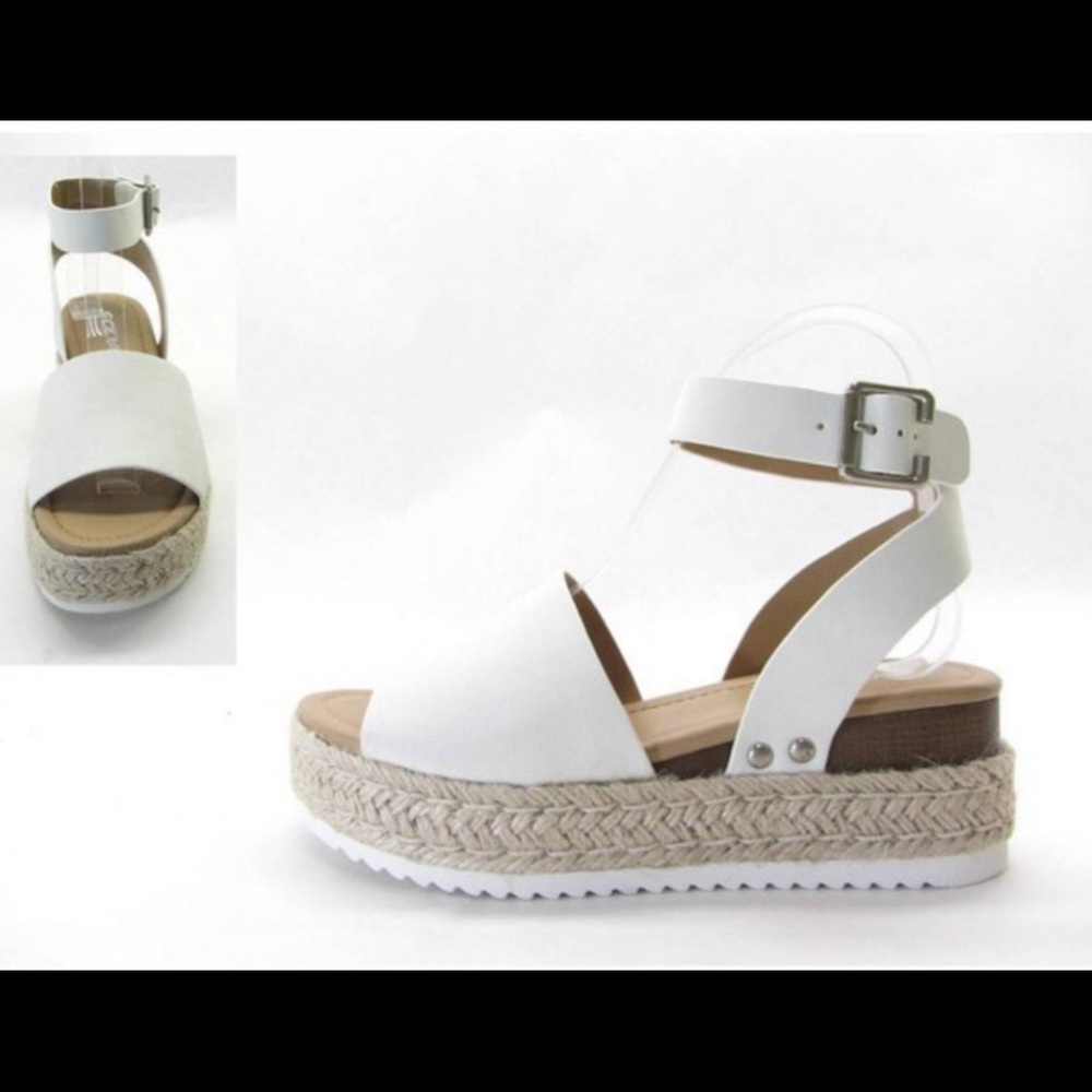 SODA Brand White Espadrille